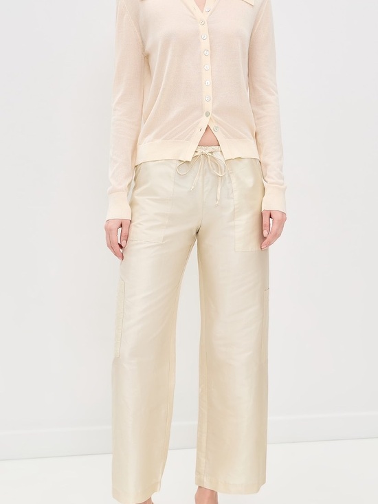 DONNI. Pants - DONNI - Taffeta Drawstring Cargo Pants in Crème- Size L